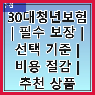 30대청년보험 | 필수 보장 | 선택 기준 | 비용 절감 | 추천 상품