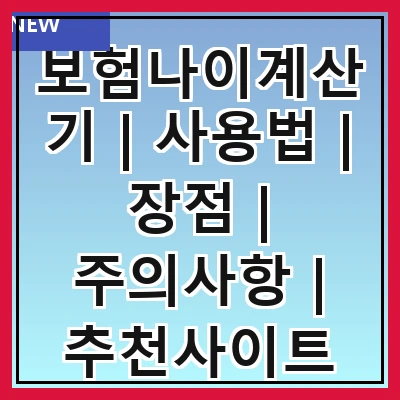 보험나이계산기 | 사용법 | 장점 | 주의사항 | 추천사이트