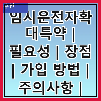 임시운전자확대특약 | 필요성 | 장점 | 가입 방법 | 주의사항 | 비용 | 비교 분석 | 실사용 사례 | FAQ