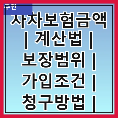 자차보험금액 | 계산법 | 보장범위 | 가입조건 | 청구방법 | 할인혜택 | 비교사이트 | 주의사항