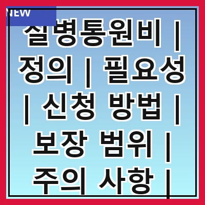 질병통원비 | 정의 | 필요성 | 신청 방법 | 보장 범위 | 주의 사항 | 실 사례 | 관련 법규 | FAQ
